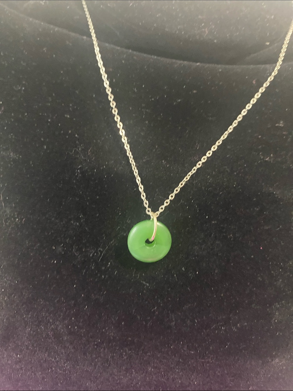 Green Jade Circle Pendant Necklace - Women Jewelry